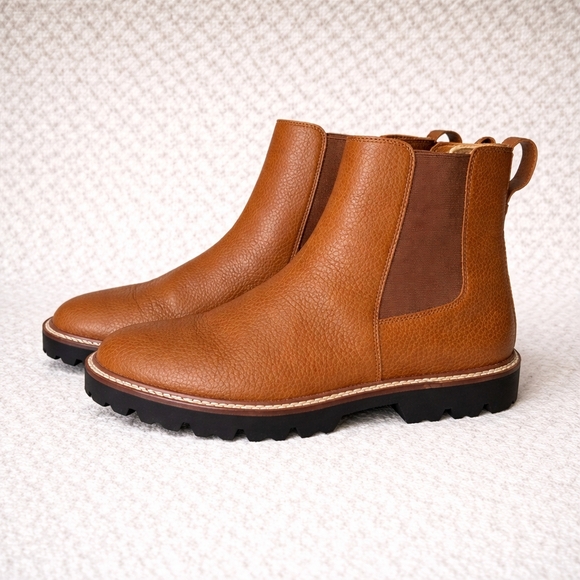 Madewell Leather Citywalk Chelsea Lug Sole Boots Brown English Saddle Size W 11 - Picture 3 of 10